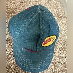 Disney Mickey Mouse Baseball Cap Blue Denim Strapback Hat w/ Yellow Patch